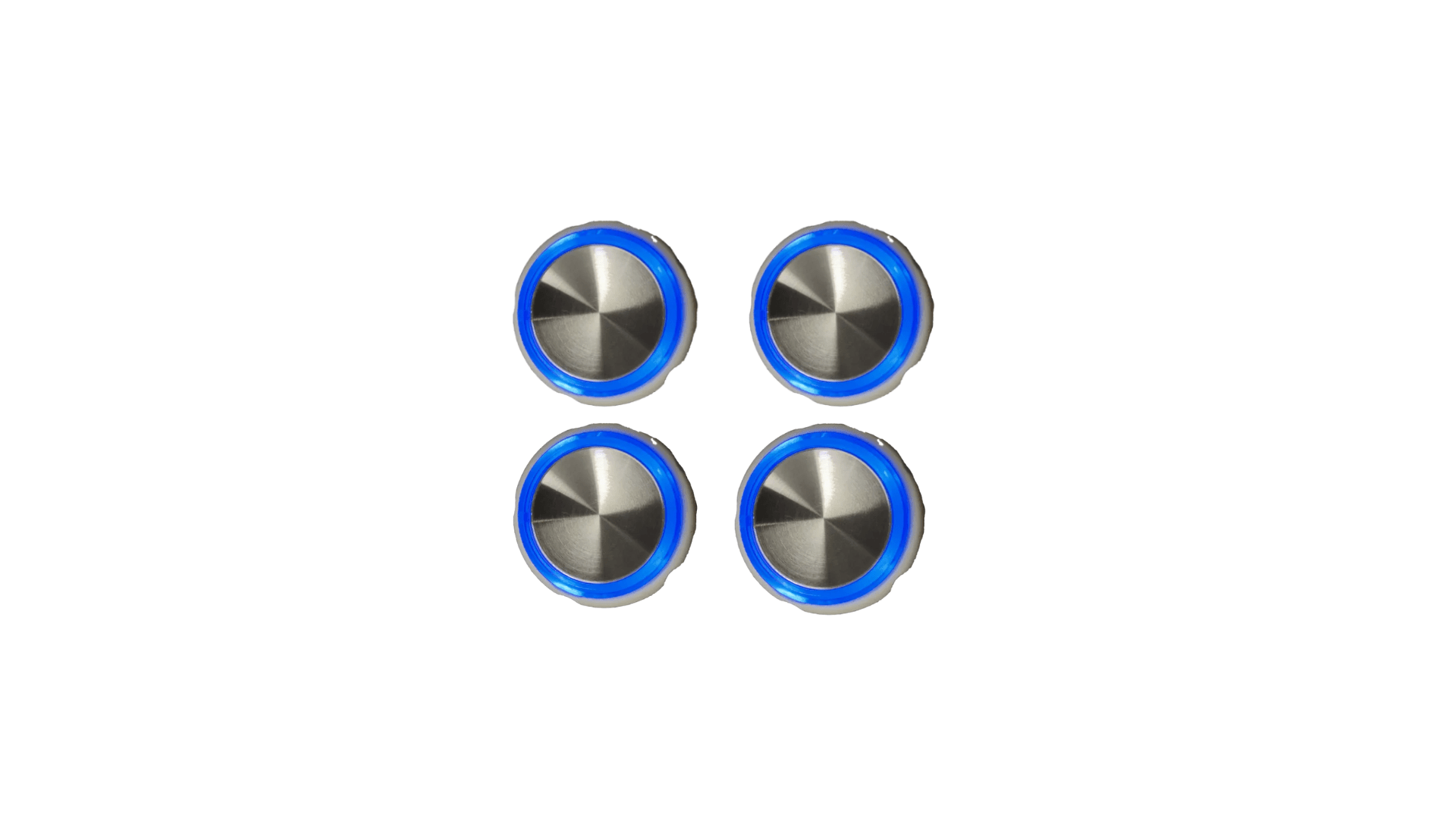 Kit 4 Botões Chamada Côncavo Espelhado Led Azul 4 Vias Neo 24v Otis