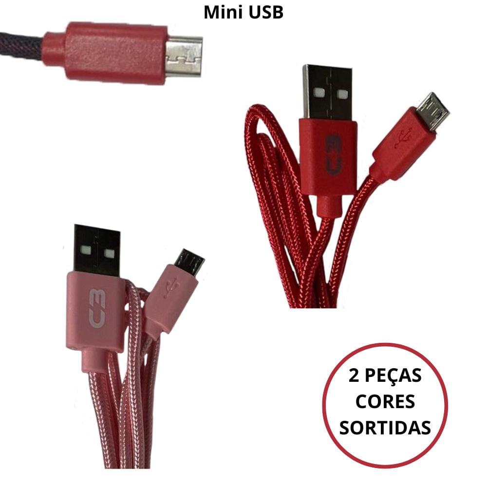 Kit 2 Cabos USB Micro Reforçado Android Carregador 1Mt