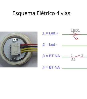 Botão de chamada para elevador Azul Aço Escovado 4 vias 12/24v Tipo Neo