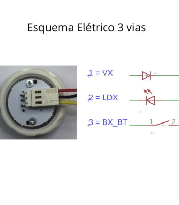 Botão Côncavo de Chamada de Elevador 3 vias 12/24v Aço Escovado Led Azul