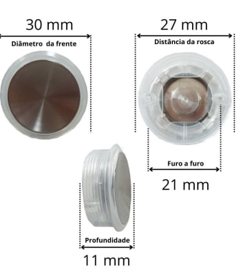 Botão Côncavo de Chamada de Elevador 3 vias 12/24v Aço Escovado Led Vermelho