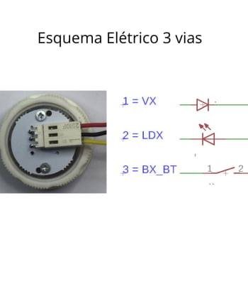 Botão de chamada para elevador Vermelho Aço Escovado 3 vias 12/24v Tipo Neo