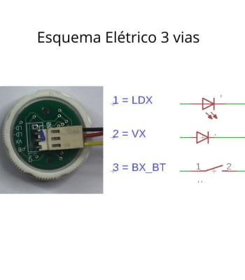 Botão de chamada para elevador Vermelho Aço Escovado 3 vias 12/24v Tipo Neo