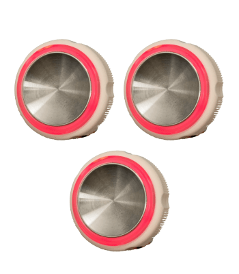 Kit 3 Botão Neo Otis Côncavo Espelhado Led Vermelho 4 Vias