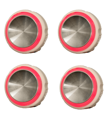 Kit 4 Botão Neo Otis Côncavo Espelhado Led Vermelho 4 Vias