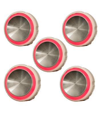 Kit 5 Botão Neo Otis Côncavo Espelhado Led Vermelho 4 Vias