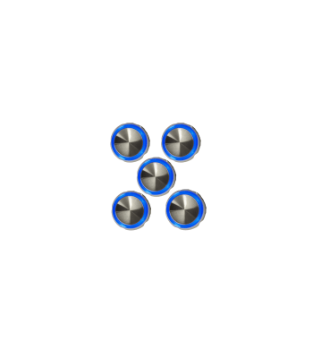 Kit 5 Botões Chamada Côncavo Espelhado Led Azul 4 Vias Neo 24v Otis
