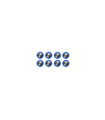 Kit 8 Botões Chamada Côncavo Espelhado Led Azul 4 Vias Neo 24v Otis