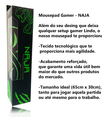 Mousepad Gamer Naja tamanho grande ótimo acabamento superfície que desliza - G